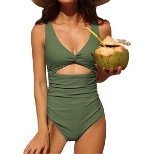 NWT Charmo Large Green Cutout One-Piece Swimsuit